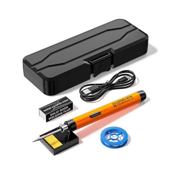 カラー：オレンジスタイル：ペンシル【優れた品質】この溶接ツールはステンレス鋼で製造されており、その堅牢さと耐久性は際立っています。スチールパイプの構造は放熱効果を最適化し、内部の加熱コアの寿命を延ばす効果を持っています。【充電式バッテリーと...