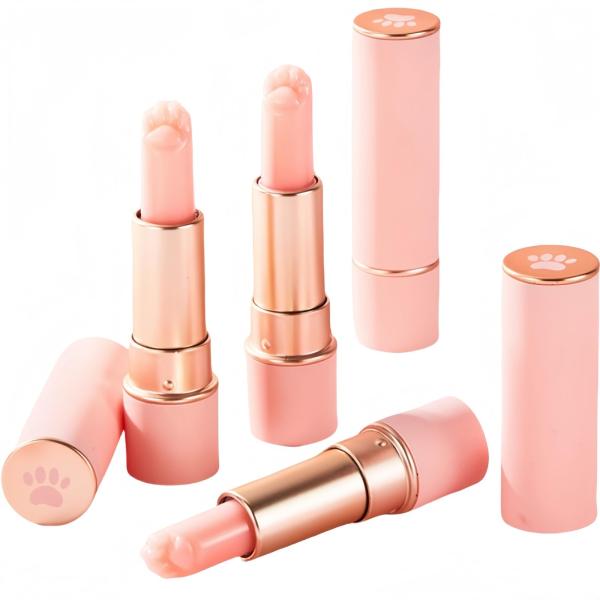 【可愛い猫の手リップクリーム】温感カラーチェンジリップクリーム、猫の肉球、唇に触れることはピンクの子猫の足にキスするようなもの【高い保湿力】豊富な栄養で唇に潤いを与え、健康的で美しい唇を作ります。 天然成分と植物オイル配合で、水や食べ物に触...