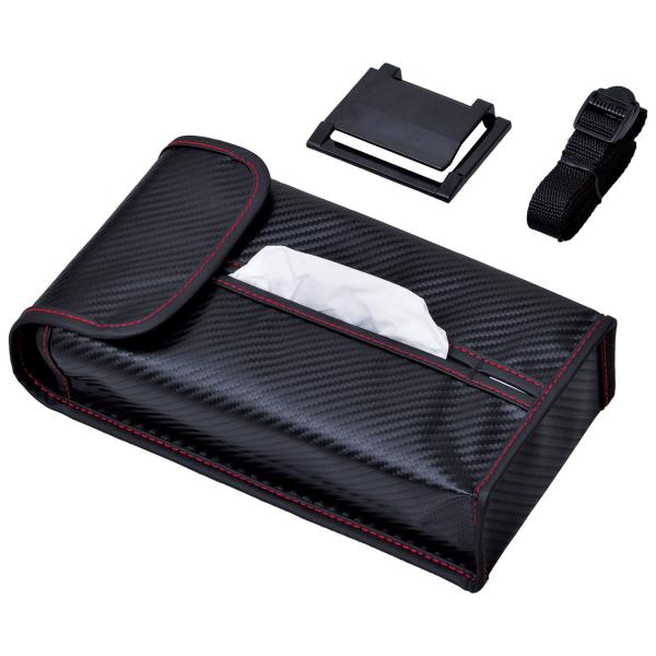 他サイト： セイワ(SEIWA) 車内用品 4WAY ティッシュカバー カーボン柄 ブラック W846の商品画像