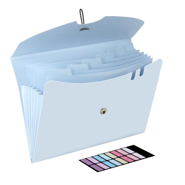 カラー：ブルーサイズ：A4スタイル：7 ポケット【上質な素材】Dooclibドキュメントファイル は耐用性あるpp素材製成、優れた防水性と耐用性。交換可能なカラーラベル付。弾力性のあるゴム閉め、軽量なので、そのまま持ち運んでも安心。【コンパ...