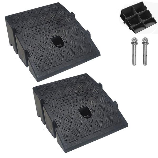 カラー：ブラックサイズ：25cm*27cm*11cm(幅*奥行き*高さ)【商品サイズ】 2個 幅25cm×奥行き27cm×高さ11cm、一般的な自家用車対応します。段差スロープは、カー、自転車、バイクどちらでも使える強度を持っています。高輝...