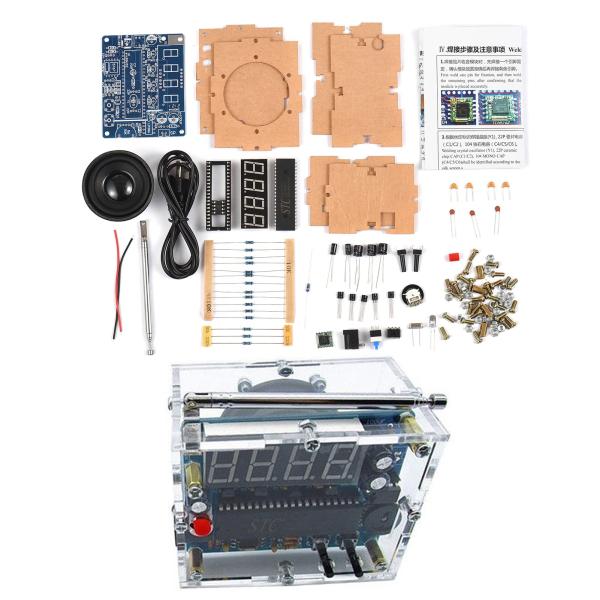 YUMENG LEDデジタルFMラジオDIYキットSCMFMラジオモジュールはんだ付けプロジェクト練習キット5Wスピーカー87-108MHz学習指導用