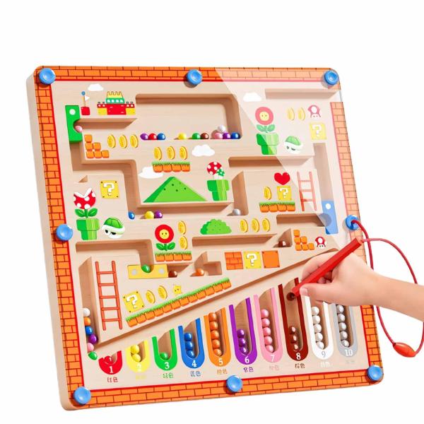 モンテッソーリ玩具 知育玩具 男の子 女の子 積み木 指先訓練 木のおもちゃ マッチングゲーム マグネット迷路ボード 指先訓練 脳トレ 子どもの思考力
