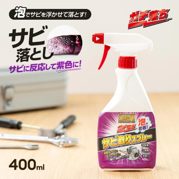 ＜商品名＞業務用ガチ落ちサビ取りスプレー泡が密着してサビを落とす！業務用のサビ取りスプレー。サビを浮かせて取るので傷つきにくい。サビに反応して紫色に変化するから、落ちているのが一目瞭然！自転車・鎌・ハサミ・工具等の頑固なサビに。気になるキッ...