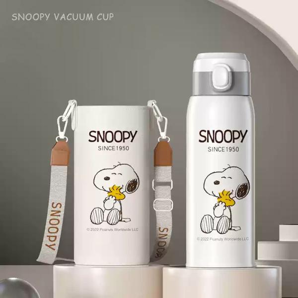 スヌーピー ポップトップ魔法瓶カップ 学生用 専用ウォーターカップ 高見え 大容量 ストラップ付き魔法瓶カップ 316ステンレス