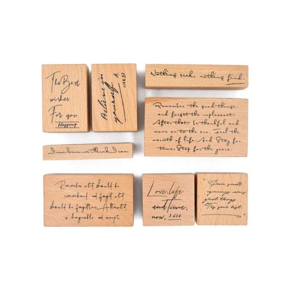 【商品名】　MissOrange『木製ゴム印セット』英語 クリエイティブスタンプセット クラフトカード スクラップブッキング 手帳用 8個セットM-12 【商品説明】　・※ご使用にはスタンプ台が必要です。・サイズ：35*60mm（1個）、3...