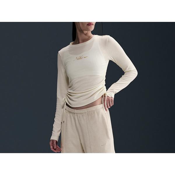 ナイキ NIKE スポーツウェア リブ ロングスリーブ クロップ トップ レディース ホワイト 白 スポーツ フィットネス 長袖 Tシャツ HV5026-133