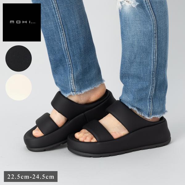 あーち品　極美品 MOHI パデット2ストラップ 厚底サンダル 黒　24 MOHI（モヒ） パデット2ストラップサンダル 厚底 フラットシューズ