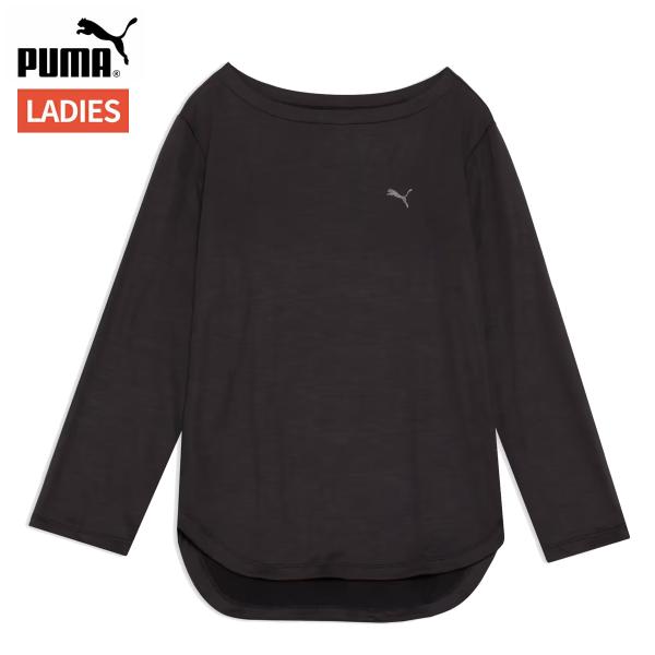 プーマ PUMA スタジオ 長袖 Tシャツ レディース 春 秋 冬 ブラック 黒 スポーツ フィットネス 長袖 Tシャツ 527987-01