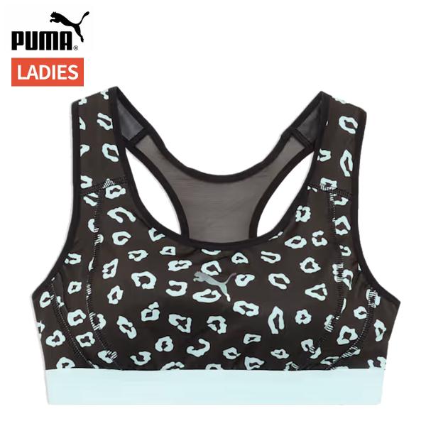 プーマ PUMA トレイン エッジ スポーツ ブラトップ AOP ミディアムサポート レディース オールシーズン ブラック 黒 スポーツブラ ブラトップ 527995-01