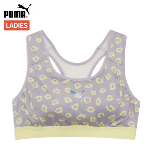 プーマ PUMA トレイン エッジ スポーツ ブラトップ AOP ミディアムサポート レディース オールシーズン パープル 紫 スポーツブラ ブラトップ 527995-50