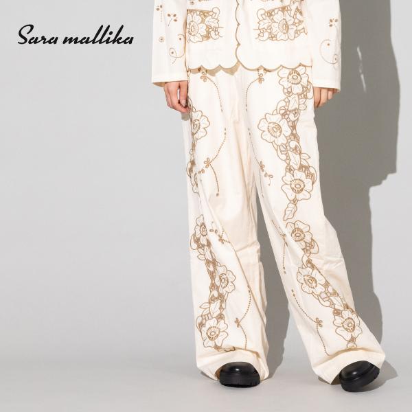 sara mallika サラマリカ ヌキテパ レース ワイドパンツ F 近年✨ sara mallika（サラ マリカ） Sara mallika COTTON TWILL CUT WORK