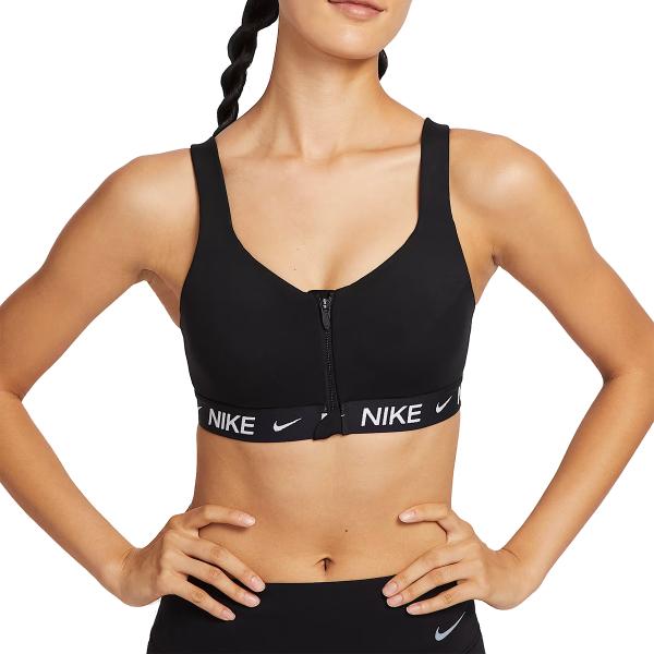 ナイキ NIKE インディ ハイ サポート パッディド フロントジップ スポーツブラ レディース オールシーズン ブラック 黒 インナー ブラトップ HQ2752-010