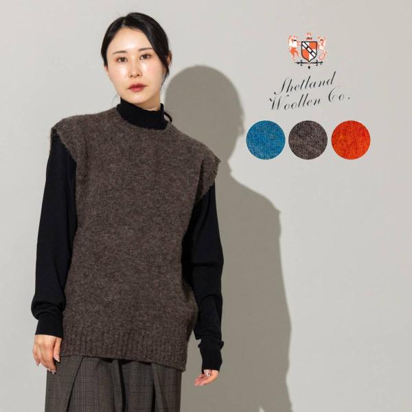 新品 3万 シェットランドウーレン クルーネック プレインシャギードック ニット Shetland Woollen Co. シェットランドウーレン Shetland Woollen Co