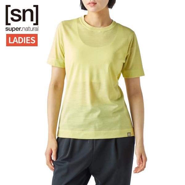 スーパーナチュラル sn super.natural エスエヌ プレーンボディ ショートスリーブ Tシャツ レディース 春 夏 イエロー 黄色 半袖 Tシャツ SNWJ10206-190