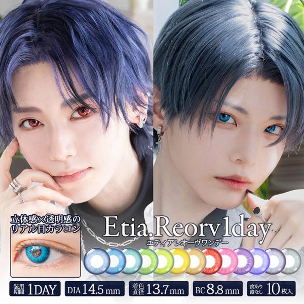 【製品情報】・商品名：エティアレオーヴワンデー Etia.Reorv1day・DIA（直径）：14.5mm・着色直径：13.7mm・BC（ベースカーブ）：8.8mm・PWR：±0.00、-1.00〜-8.00(0.50step)・使用期間：...