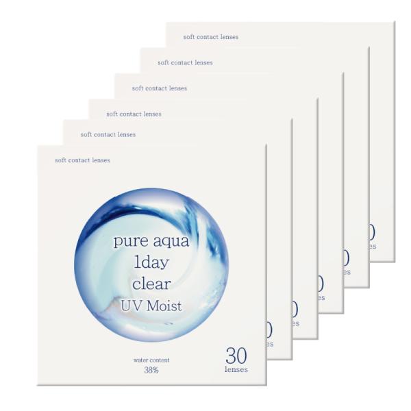 (新規格) 6箱セット ワンデー コンタクトレンズ 30枚 ピュアアクア ワンデー クリア UV Moist by ZERU. 1箱30枚入 1日使い捨て pure aqua 1day clear UVM ゼル