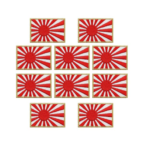 旭日旗 日本製 小さい サイズ 海軍旗 ワッペン SSS ゴールド 10枚 アイロン接着