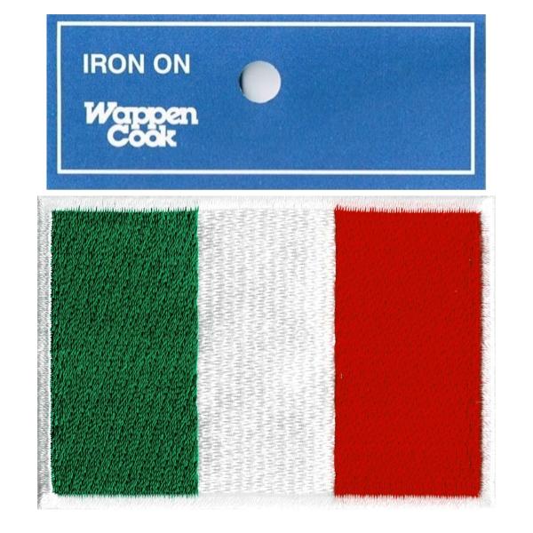 刺繍 イタリア 国旗 ワッペン M アイロン接着