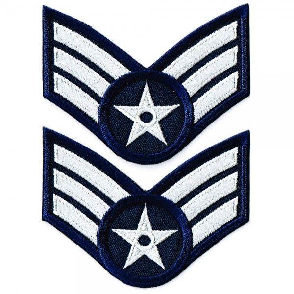 アイロン接着 サバゲー ミリタリーワッペン USAF 伍長 両肩用 2Pセット 戦闘服 MA1 フライトジャケット