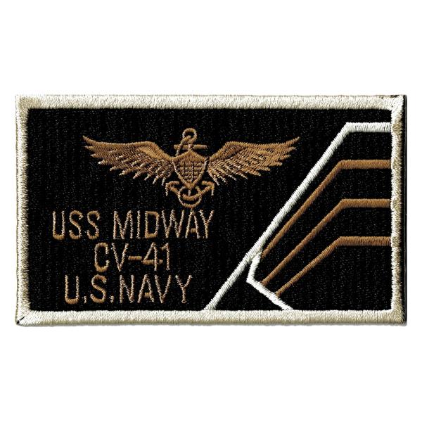 サバゲー装備 ミリタリーワッペン 米海軍USS MIDWAY CV41Beige Lock アイロン接着 戦闘服 MA1 フライトジャケット
