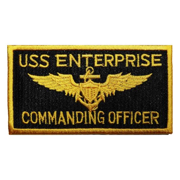 面ファスナー ブラック メス無し タクティカル ミリタリーワッペン NAVY 米海軍 USS ENTERPRISE 角型 イエロー ベルクロ マジックテープ