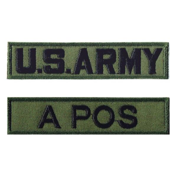 ミリタリーワッペン 血液型A POS+ARMY OD 2Pセット