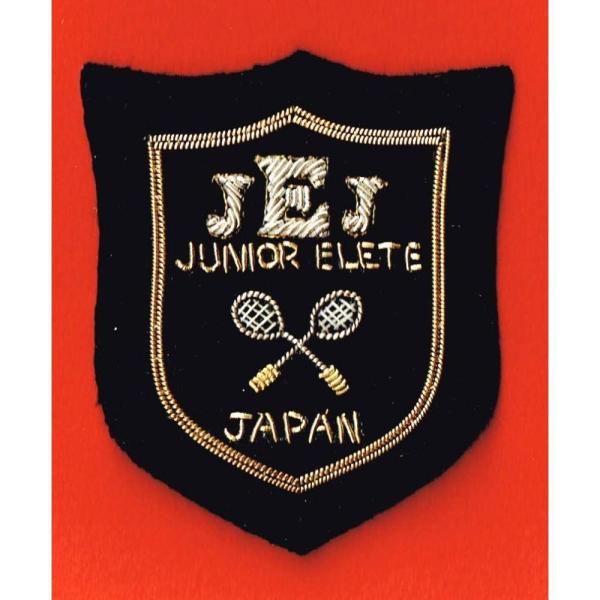 高級 エンブレムワッペン JET テニス 金モール糸 縫い付け
