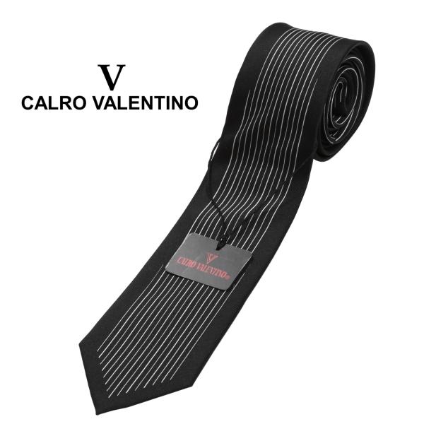 CALRO VALENTINO カルロバレンチノ ブランド ネクタイ パネル柄 大剣幅 約7cm スリム ナロータイ メンズ レディース兼用 シルク100% CV-0001-C ブラック