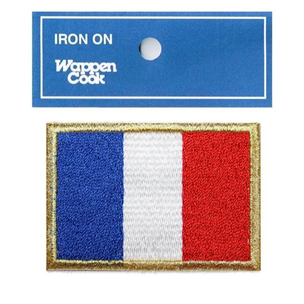 FRANCE スポーツ 観戦 応援 WappenCook フランス 代表 国旗 ワッペン S ゴールド アイロン接着