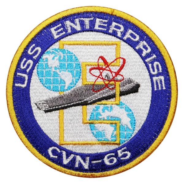 面ファスナー ブラック メス無し WappenCook タクティカル ミリタリーワッペン 米海軍 ENTERPRISE ラウンド ベルクロ マジックテープ