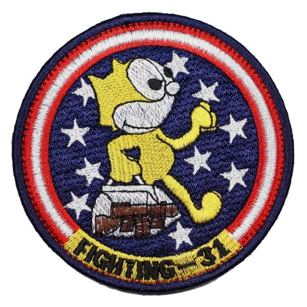 面ファスナー ブラック メス無し WappenCook タクティカル ミリタリーワッペン 米海軍 戦闘攻撃飛行隊 VFA 31 ガンバック ベルクロ マジックテープ