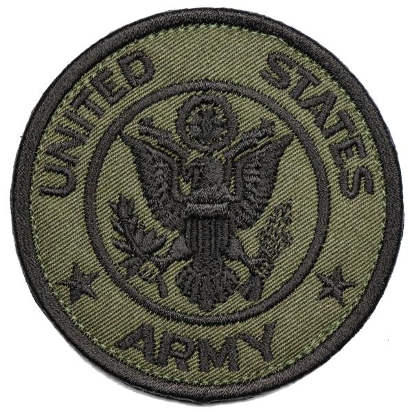 WappenCook 面ファスナー メス無し ベルクロパッチ 刺繍 ワッペン ミリタリー 米陸軍 ARMY ラウンド OD 戦闘服マジックテープ