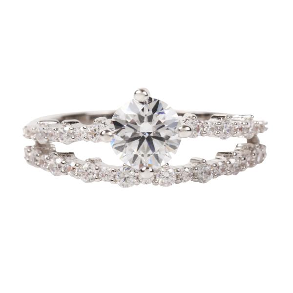 たぬき、シルバースワロフスキー CZ 2カラット リング *未使用 SWAROVSKI（スワロフスキー） 指輪 リング レディース 二連 プラチナ