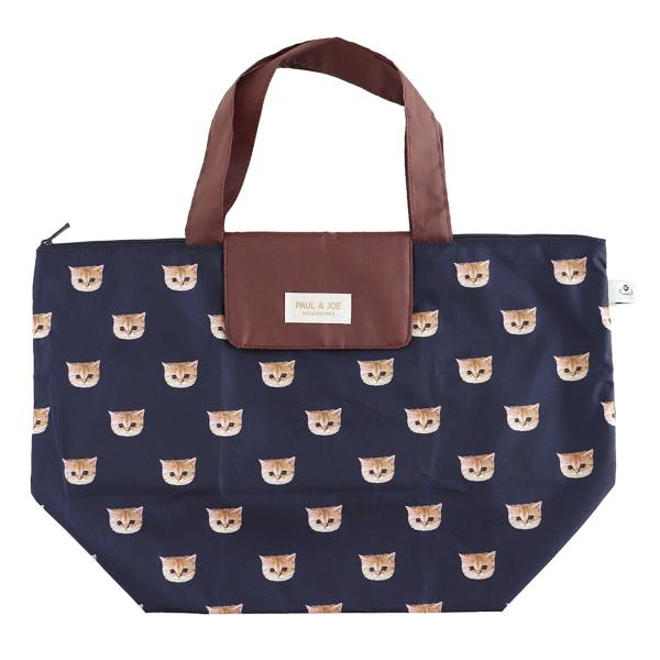 ポール & ジョー アクセソワ エコバッグ ＜ヌネット・ネイビー＞PAUL＆JOE ポールアンドジョー 折りたたみ 猫 サブバッグ レジ袋 買い物バッグ