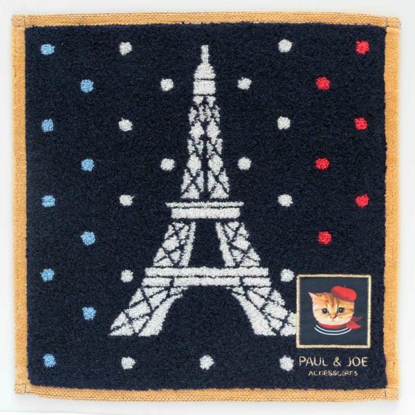 ポール ＆ ジョー アクセソワ ハンカチ・S ＜ヌネット・イン・パリス・ネイビー＞ハンドタオル ネコ ねこ 猫 キュート デザイン 可愛い 小さめ ギフト