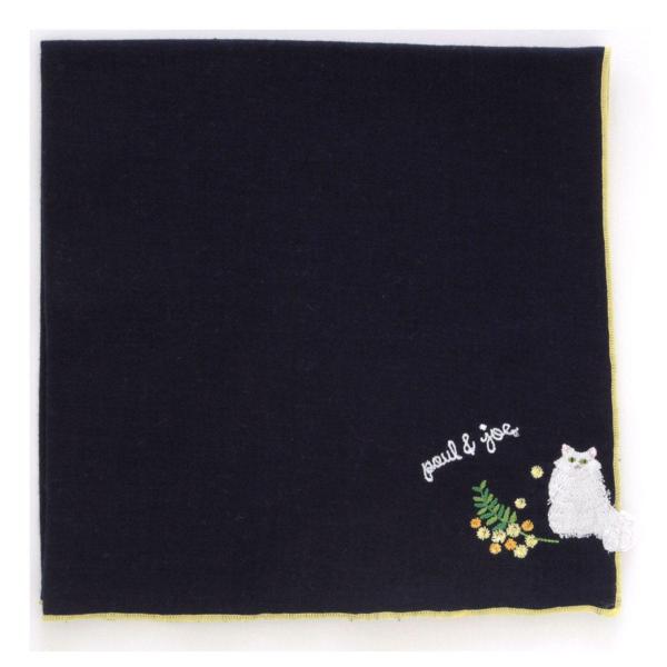 ポール ＆ ジョー アクセソワ ガーゼハンカチ ＜ジプシー＆ミモザ ・ネイビー＞42×42cm PAUL＆JOE 猫 レディース かわいい おしゃれ プレゼント ギフト