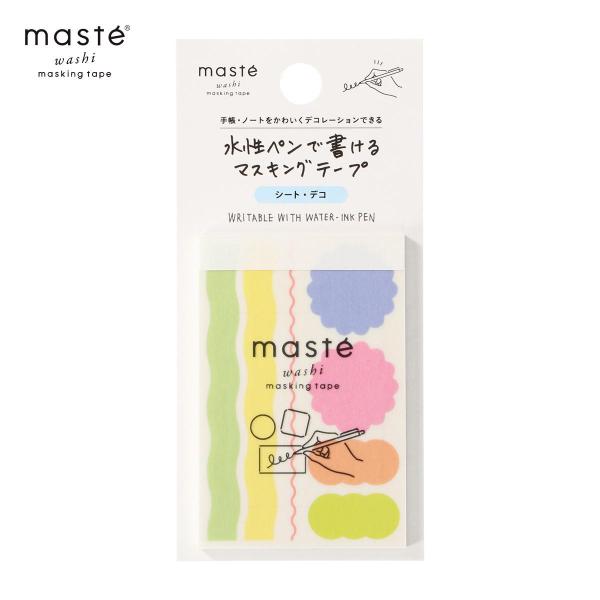 「マステ」 マークス 水性ペンで書けるマスキングテープ・シート・デコ ライン・モチーフ 手帳デコ シール ステッカー メモ 付せん ラベル 20枚入