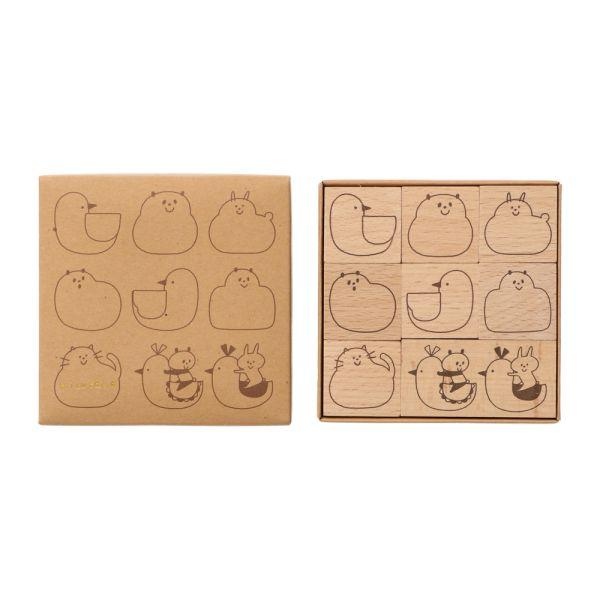 木製スタンプセット どうぶつ 雑貨 文房具 デコ はんこ かわいい イラスト 文具女子 手帳 消しゴムはんこ作家 みずたま mizutama マークス