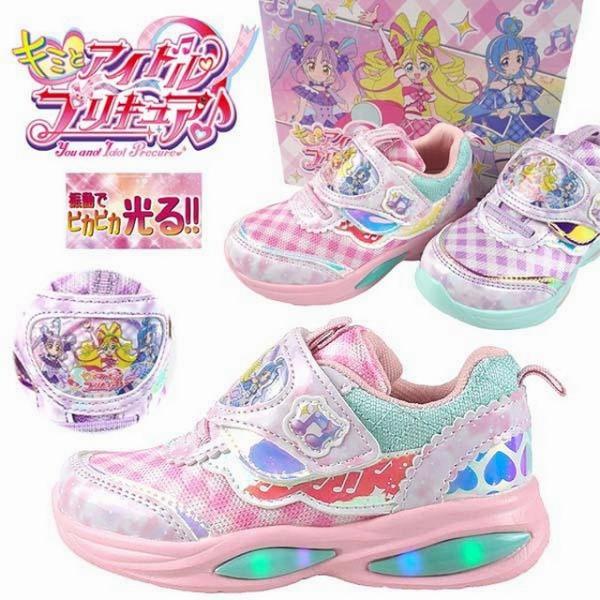 光るスニーカー キミとアイドルプリキュア♪ キミプリ 3905 運動靴 ベルクロ マジックベルト ピンク パープル かわいい 子ども靴 フラッシュスニーカー キッズ