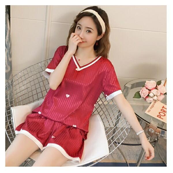 ルームウェア レディース パジャマ 上下セット ショートパンツ かわいい 半袖 春 夏 秋 部屋着 寝巻き 女の子 2点セット つるつる サテン風 シルク風 おしゃれ 最安値に挑戦