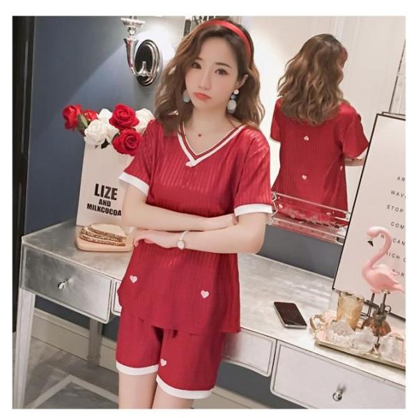 ルームウェア レディース パジャマ 上下セット ショートパンツ かわいい 半袖 春 夏 秋 部屋着 寝巻き 女の子 2点セット つるつる サテン風 シルク風 おしゃれ 最安値に挑戦
