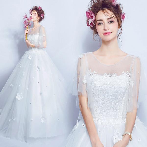 ウェディングドレス 二次会 花嫁ドレス 結婚式 ドレス パーティードレス Aライン おしゃれ 個性的 きれいめ 袖あり かわいい 大きいサイズ Xl 2xl 3xl 海外風 ロ Wd0067 Marmelo Sunnyday 通販 Yahoo ショッピング