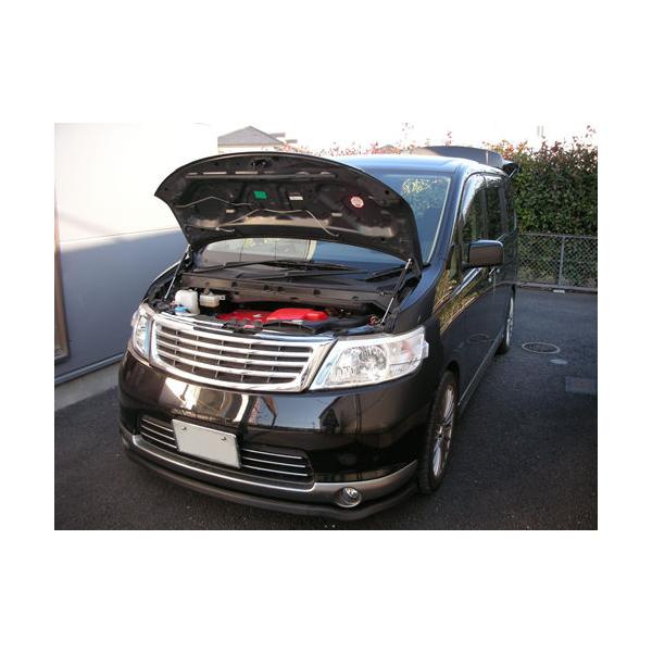 日産：セレナ[C25]ボンネットダンパー(ダブル) シルバーカーボン