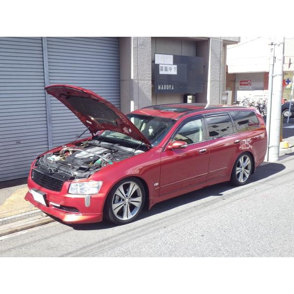 ニッサン：ステージア M35用ボンネットダンパー シルバーカーボン