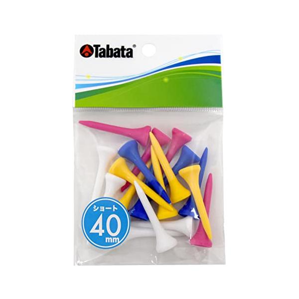 Tabata(タバタ) ゴルフ プラスリム ショートティー 40mm プラスチックティー スリムティー ショート 18本入 GV1418 S ホワイト、ブルー、イエロー、