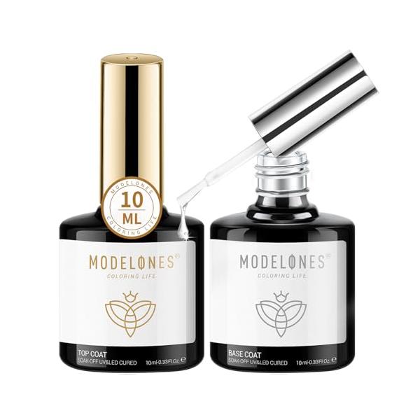他サイト： Modelones ジェルネイル トップコート ベースコート 10ml 2本セット ノンワイプ 拭き取り不要 大容量 速乾 ジェルネイル用 UV/Lの商品画像