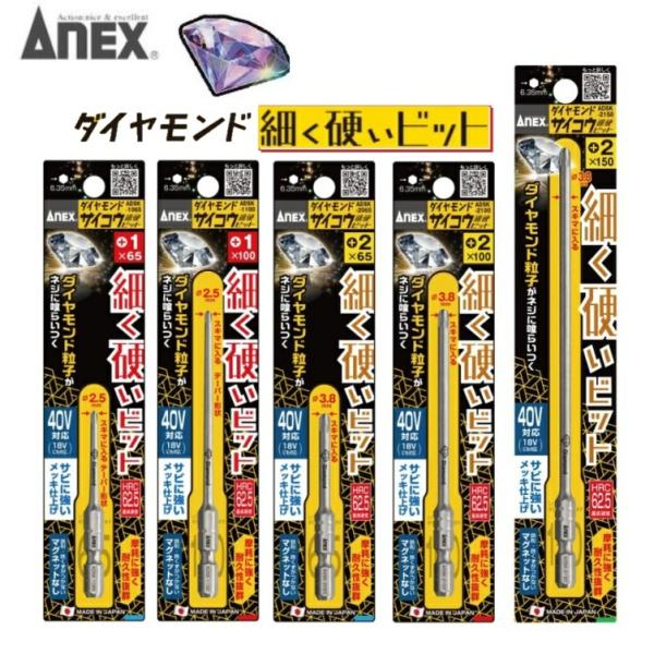 〇+1×65mm・+1×100mm先端径φ2.5mmテーパー形状の細軸ビット、ネジ頭も見やすい〇+2×65mm・+2×100mm・+2×150mm軸径φ3.8mmストレート形状の細軸ビット、ネジ頭も見やすい高硬度・高靭性HRC62.5(最高...