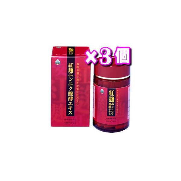 WAKUNAGA（湧永） 紅麹ニンニク醗酵エキス120カプセル×3個