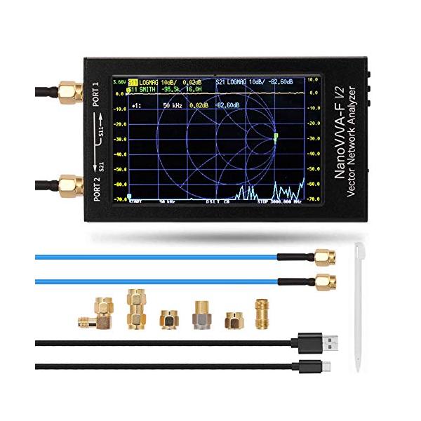 NanoVNA V2 ベクトルネットワークアナライザー3Ghz、メタルシェル4.3インチLCDデジタルディスプレイタッチ大画面NanoVNA-F V2